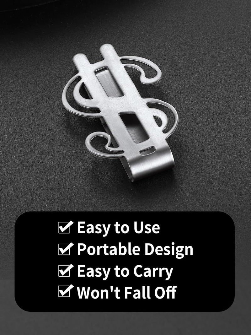 ChainsHouse Stainless Steel Money Clip Slim Wallet Credit Business Card Holder for Men, Wallet Charms Gift for Father Dad Husband - Image 4